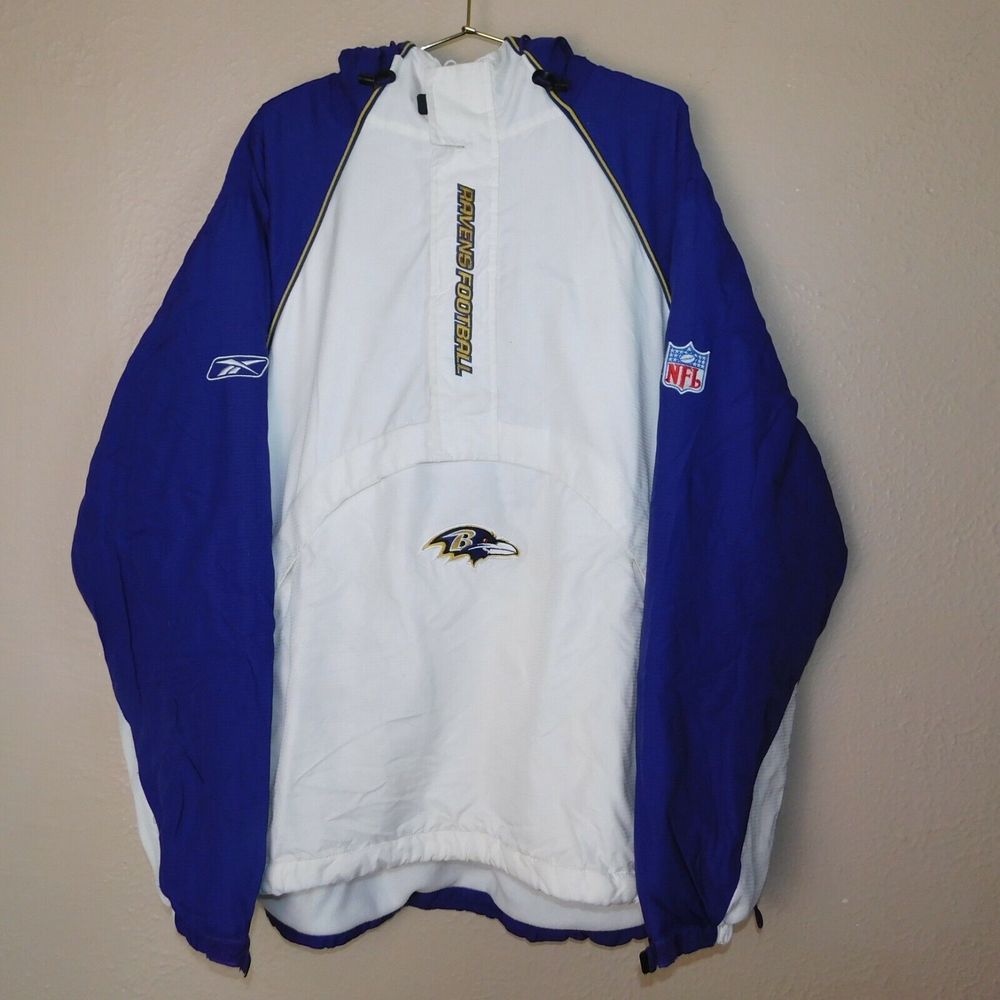 NFL Baltimore Ravens Jacket Adult XL Football Fleece Lined Reebok Hooded